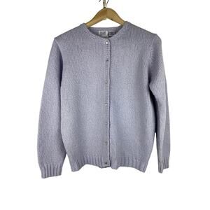 Leon Levin Women's S Lavendar Purple Hand Loomed Button Up Cardigan Sweater